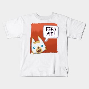 Feed Me! [Flame Point Cat With A Red Background] Kids T-Shirt